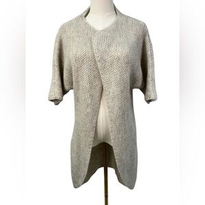 Iperico Italian‎ Wool Blend Long Open Front Cardigan Sweater Short Sleeve Ivory